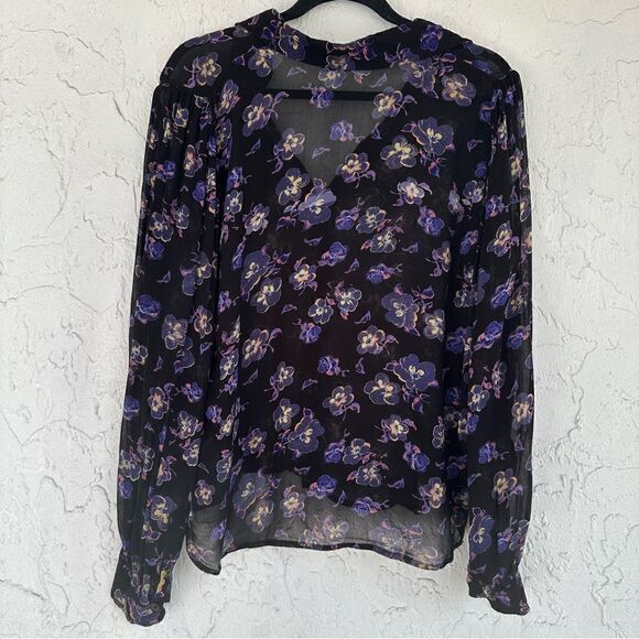 GANNI Shirt Top Women Size 36/4 Floral Button Down Long Sleeve Boho Office - Picture 4 of 6